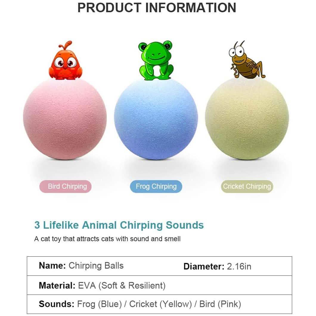 3-Pack: Realistic Chirping Balls Cat Toys