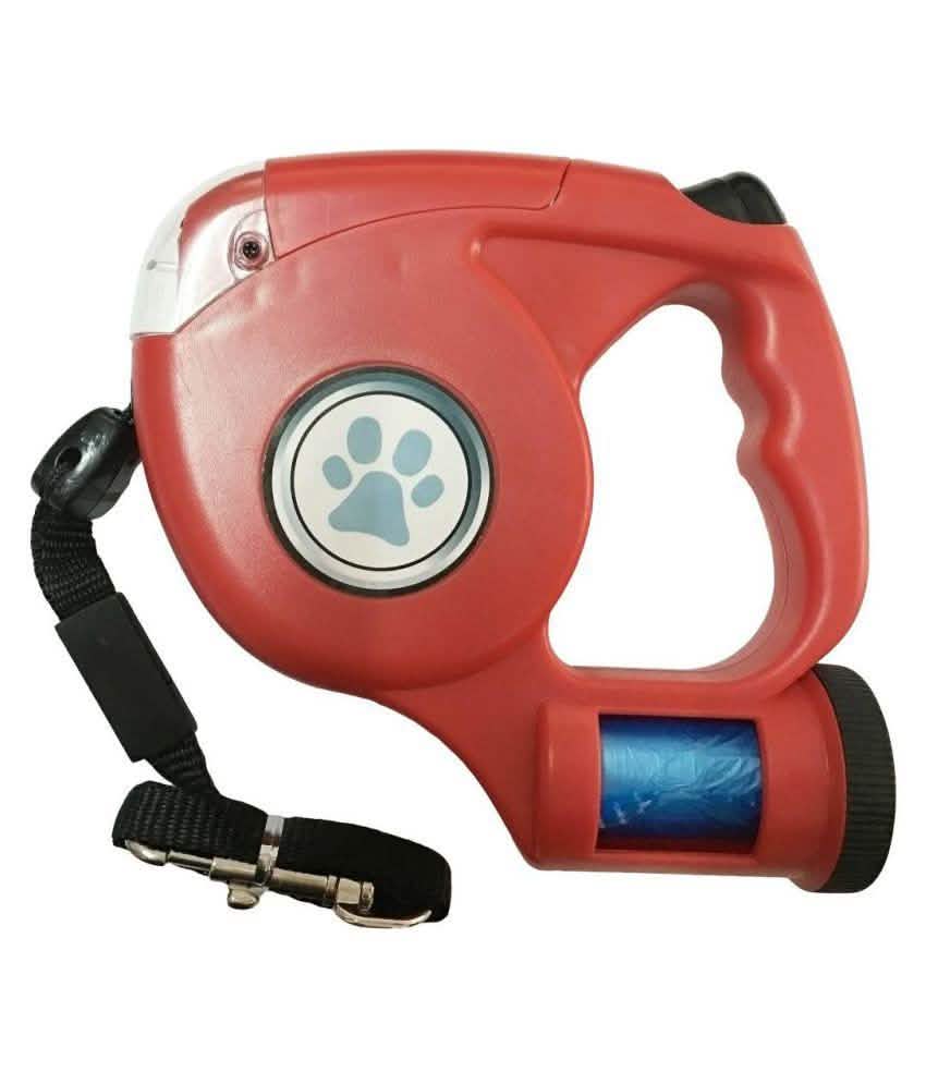 4.5M LED Flashlight Extendable Retractable Pet Dog Leash Lead with Garbage Bag