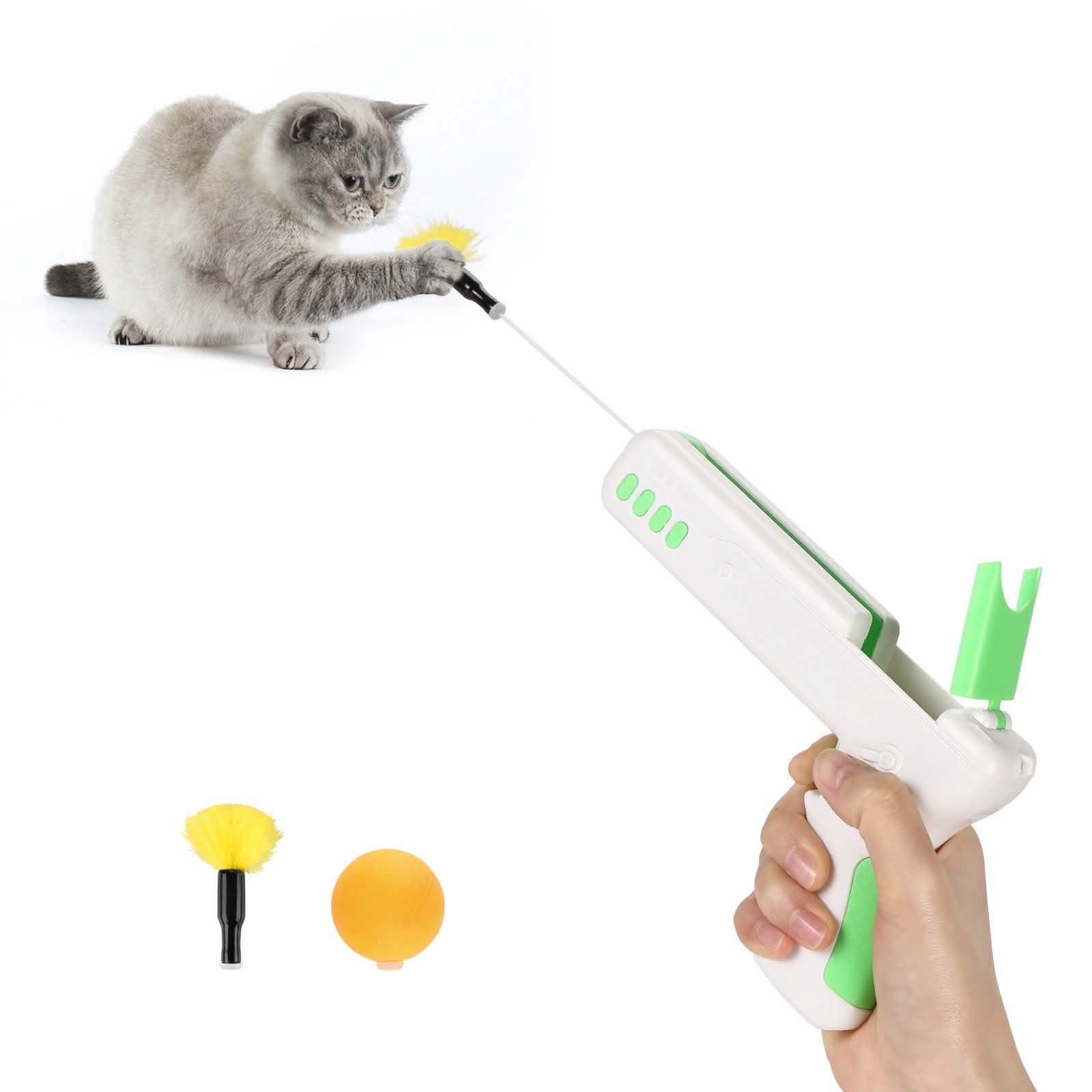 Interactive Cat Toy Gun Stick with Ball and Feather