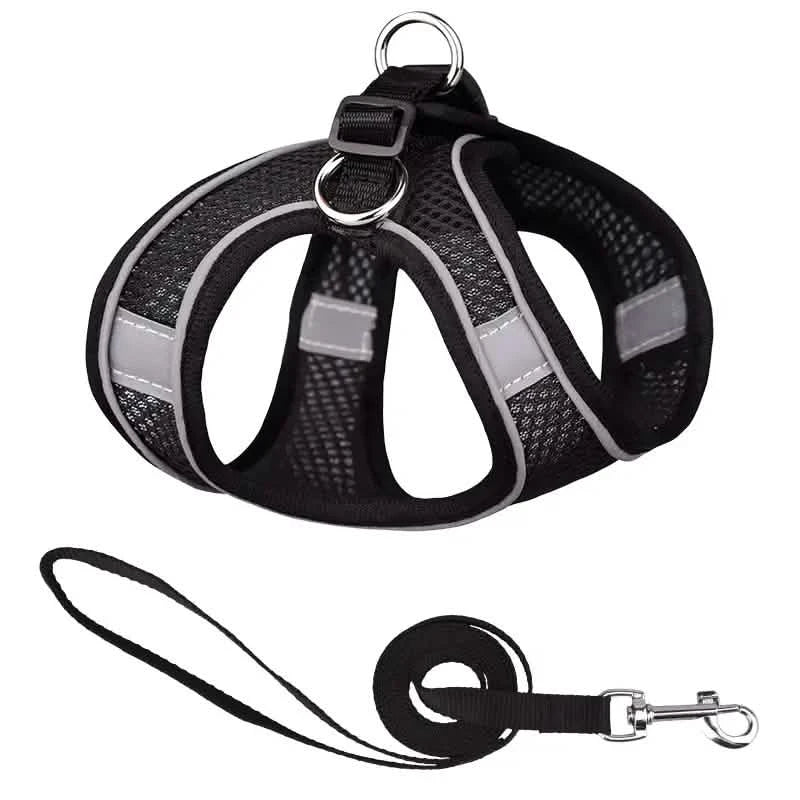 Reflective Dogs Harness with Leash Adjustable Harness Vest Breathable Collars